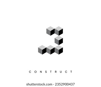 Geometric cube logo design template for construction and structure. Monogram letter G symbol.