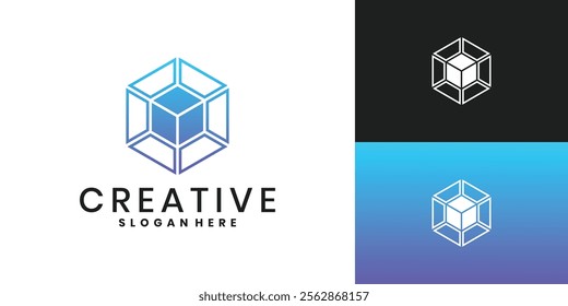 Geometric cube logo icon. Modern hexagon concept vector design