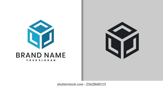 geometric cube logo vector design