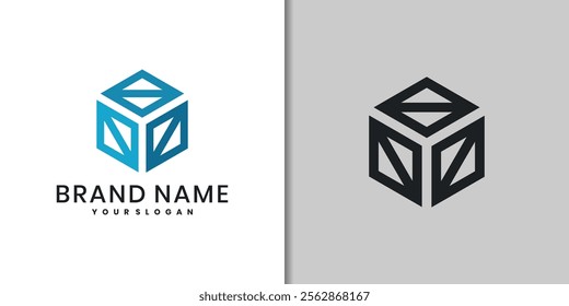 geometric cube logo vector design