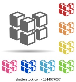 Geometric cube in multi color style icon. Simple thin line, outline vector of miscellaneous icons for ui and ux, website or mobile application