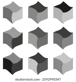 Geometric cube pattern. Abstract three dimensional. Black and white gradient. Vector illustration.