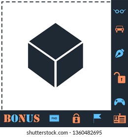 Geometric cube. Perfect icon with bonus simple icons