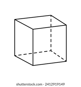Geometric cube shape icon. Outline, geometric cube shape design. Vector icon