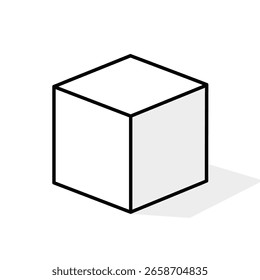 Geometric cube shape representation with subtle shadow effect for design concepts
