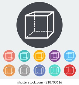 Geometric cube. Single flat icon on the circle. Vector illustration.