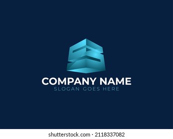 geometric cube strong letter S logo