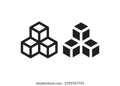 Geometric cube structure black and white icon Vector