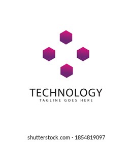 Plantilla vectorial de icono del logotipo de la tecnología de cubos geométrica.