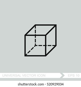 Geometric cube vector icon.