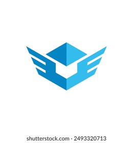 Plantilla de Vector de diseño de logotipo de Cube Wings geométrico