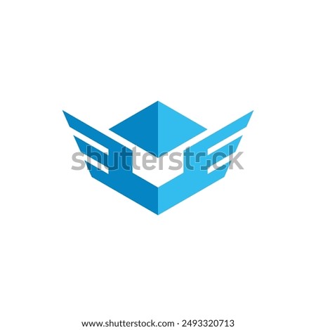 Geometric Cube Wings logo design vector template