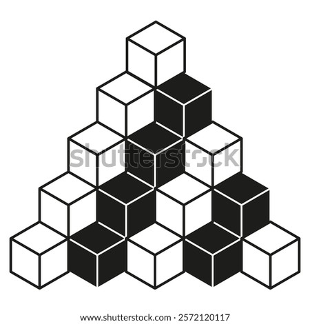 Geometric cubes. Pyramid shape. Abstract design. Vector illustration.