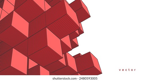 Cubos y cuadrados geométricos. Fondo Abstractas de Formas geométricas. Ilustración vectorial.