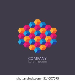 Geometric cubic isometric logo or emblem. Vector illustration.