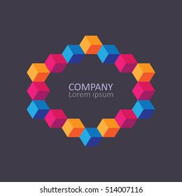 Geometric cubic isometric logo or emblem. Vector illustration.