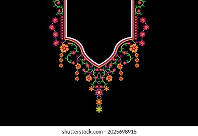 Geometric curve Ethnic oriental flowing along the line pattern traditional style EP2.Floral necklace embroidery design for fashion.background,wallpaper,clothing and wrapping.