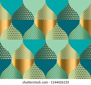 Geometric curve and oriental luxury seamless pattern for background, wrapping paper, fabric, surface design. Geometry textured stock vector illustration