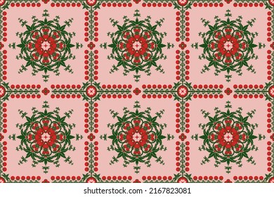 Geometrische, gewölbte und florale Musterkunst, Tribal dekorativ, Asphalt, Keramik, abstrakter Cremehintergrund. Tile Nahtlose Muster, Ornamentabdruck, Teppichdesign, Tapeten, Kleidung, Umhüllung