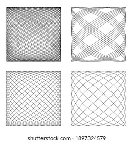 Geometric curved, intersecting lines abstract grid, mesh pattern, background. Abstract bulge effect