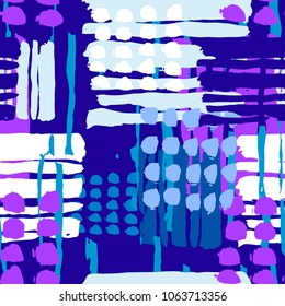 Geometric curved lines graffiti seamless hand craft expressive ink hipster pattern.Grunge urban dynamic expressive bright painting.Print for textile,apparel, wrapping paper.