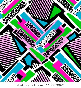 Geometric curved lines graffiti seamless hand craft expressive ink hipster pattern.Grunge urban dynamic expressive bright painting.Print for textile,apparel, wrapping paper.