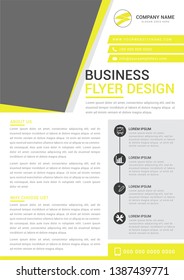 Geometric Custom business flyer template yellow. Vector illustration.