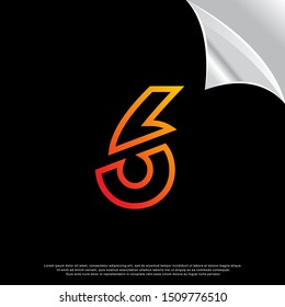 geometric cut off number six logo. simple design. vector icon illustration
