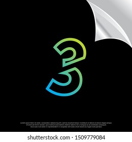 geometric cut off number three logo. simple design. vector icon illustration