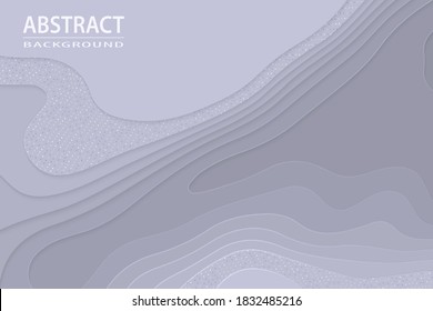 Geometric cut paper white luxury background with gold elements, topography map concept. 