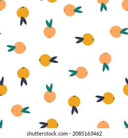 Patrón de cítricos lindos geométricos aislados sin soldadura. Papel pintado sin fin de frutas. Ilustración vectorial simple. Diseño para tela , impresión textil, superficie, envoltura, cubierta