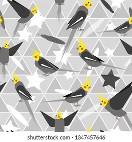 Geometric cute cockatiels