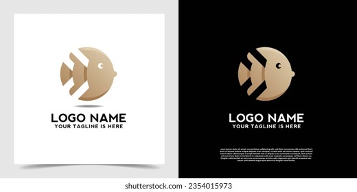 Vector de logotipo de pez lindo geométrico. Plantilla de logotipo de icono de pez dorado