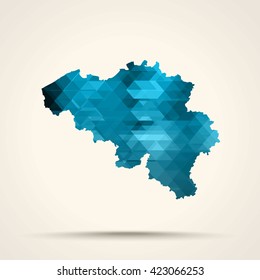 Geometric cyan map of Belgium flag colors