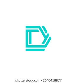 Geometric Cyan Outline Letter D Tech Logo