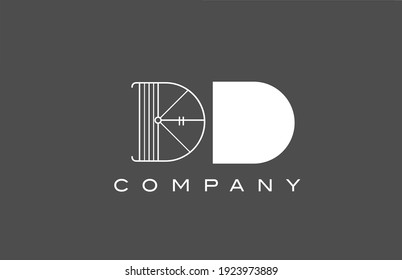 icono del logotipo de la letra del alfabeto blanco geométrico D DD gris para la compañía. Diseño de combinación de estilos diferente para empresas y empresas