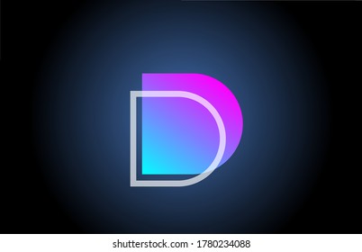 geometrisches D rosa blaue Linie Buchstaben Logo Symbol für Firma. Einfaches Line-Design für Unternehmen und Unternehmen
