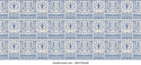 Geometric damascus ornament. Ikat border. Ethnic embroidery with leaves and monograms. Tribal vector texture. Seamless folk pattern in Aztec style. Indian, Scandinavian, Gypsy, Mexican, African rug.