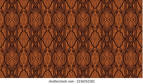 Ornamento de damasco geométrico. Frontera Ikat. bordado étnico con hojas y monogramas. Textura vectorial tribal. Patrón folk sin foco al estilo azteca. India, escandinava, gitana, mexicana, africana.