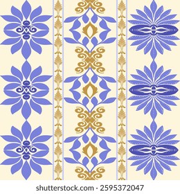 Geometric Damask Seamless Pattern, Elegant Geometric Damask Seamless Pattern for Textile and Wallpaper, Vintage Ornamental Geometric Damask Seamless Pattern Design  