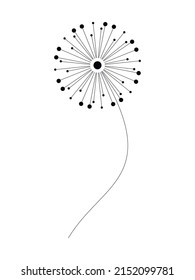 Geometric dandelion flower vector illustration isolated on white. Floral design element for print, branding, card, poster. Line art minimal contemporary drawing.