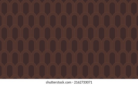 Geometric dark brown background with Art Deco pattern seamless. Vintage color concept. Vector illustration.