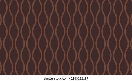 Geometric dark brown background with wavy lines pattern seamless. Vintage color concept. Vector illustration.