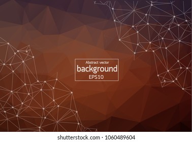 Geometric Dark Brown Polygonal background molecule and communication. Connected lines with dots. Minimalism background. Concept of the science, chemistry, biology, medicine, technology.