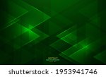 Geometric dark green abstract background. Triangle shapes with lines stripe and light composition. Modern design. Vector illustration