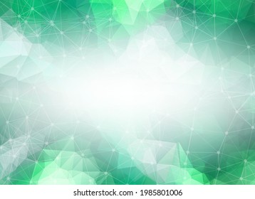 Molécula de fondo geométrica de color verde oscuro y policonal y comunicación. Líneas conectadas con puntos. Fondo minimalista. Concepto de ciencia, química, biología, medicina, tecnología.