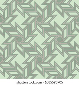 Geometric dark green seamless background wth pink elements. For fabrics and wallpapers