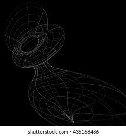 Geometric dark monochrome lattice engineering backdrop, contemporary complex 3d abstraction with lines mesh. Netting background, best for use in graphic projects.