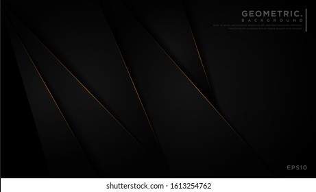Geometric Dark Overlap Background. With golden light effect, geometric line shapes, vector illustrations, Abstract modern background, eps10
