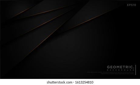Geometric Dark Overlap Background. With golden light effect, geometric line shapes, vector illustrations, Abstract modern background, eps10 